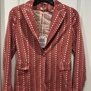 Liu Jo Red and White Patterned Blazer